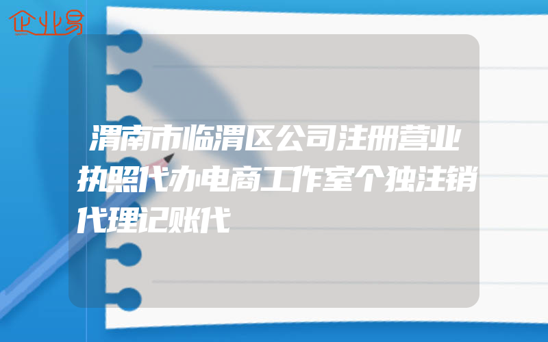 渭南市临渭区公司注册营业执照代办电商工作室个独注销代理记账代