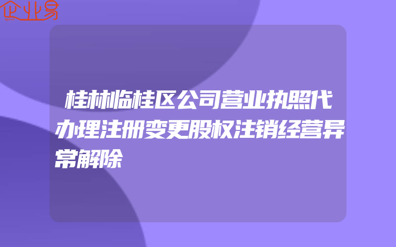 桂林临桂区公司营业执照代办理注册变更股权注销经营异常解除