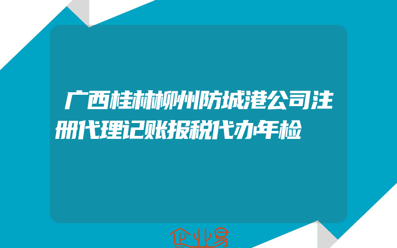 广西桂林柳州防城港公司注册代理记账报税代办年检