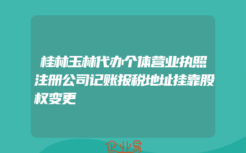 桂林玉林代办个体营业执照注册公司记账报税地址挂靠股权变更