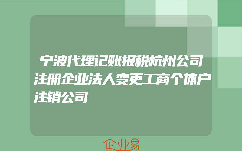 宁波代理记账报税杭州公司注册企业法人变更工商个体户注销公司