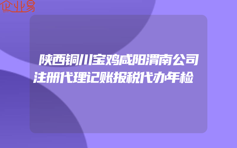 陕西铜川宝鸡咸阳渭南公司注册代理记账报税代办年检